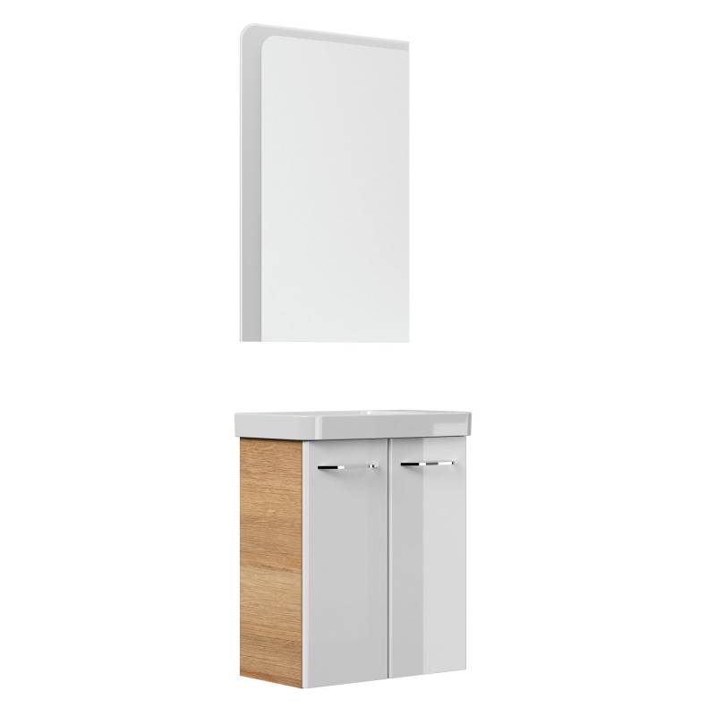 Fackelmann Badmöbelset 'MILANO' Spiegelelement und Waschbecken mit Unterschrank weiß/eiche Fackelmann Badmöbelset 'MILANO' Spiegelelement und Waschbecken mit Unterschrank weiß/eiche von Fackelmann