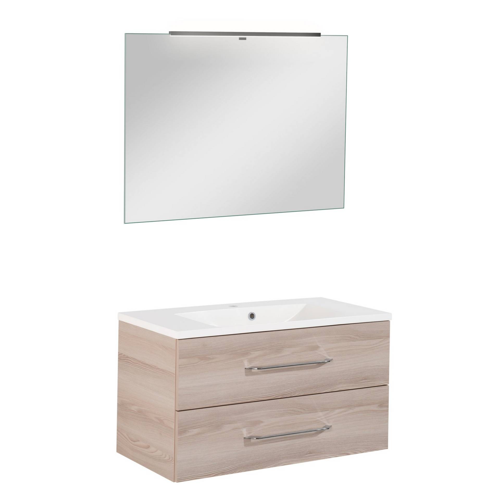 Fackelmann Badmöbelset 'b.clever' Spiegelelement und Waschbecken mit Unterschrank weiß/Alaska Esche Fackelmann Badmöbelset 'b.clever' Spiegelelement und Waschbecken mit Unterschrank weiß/Alaska Esche von Fackelmann