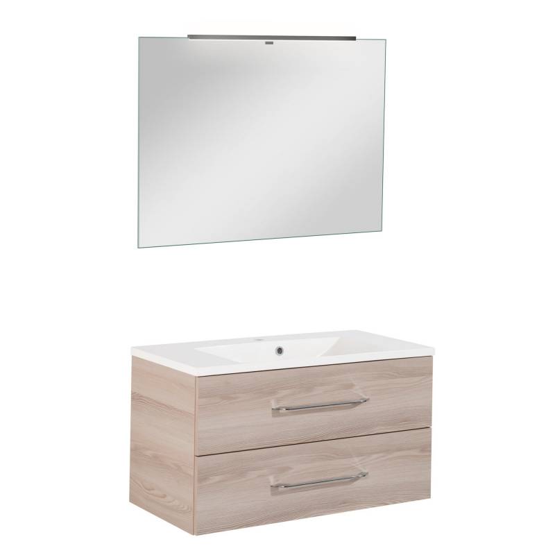 Fackelmann Badmöbelset 'b.clever' Spiegelelement und Waschbecken mit Unterschrank weiß/Alaska Esche Fackelmann Badmöbelset 'b.clever' Spiegelelement und Waschbecken mit Unterschrank weiß/Alaska Esche von Fackelmann