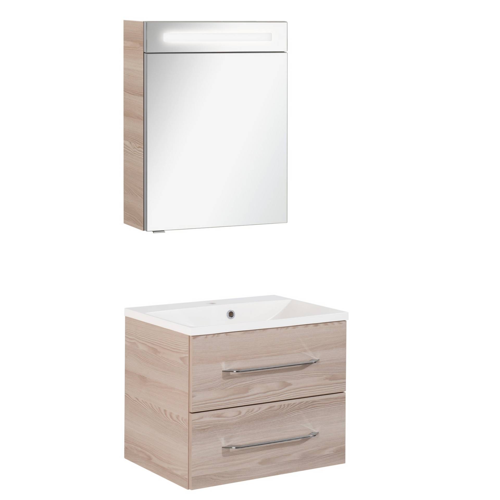 Fackelmann Badmöbelset 'b.clever' Spiegelschrank und Waschbecken mit Unterschrank weiß/Alaska Esche Fackelmann Badmöbelset 'b.clever' Spiegelschrank und Waschbecken mit Unterschrank weiß/Alaska Esche von Fackelmann