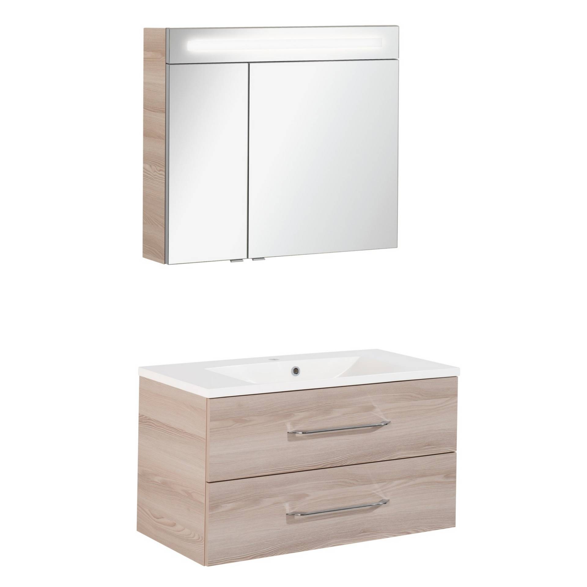 Fackelmann Badmöbelset 'b.clever' Spiegelschrank und Waschbecken mit Unterschrank weiß/Alaska Esche Fackelmann Badmöbelset 'b.clever' Spiegelschrank und Waschbecken mit Unterschrank weiß/Alaska Esche von Fackelmann