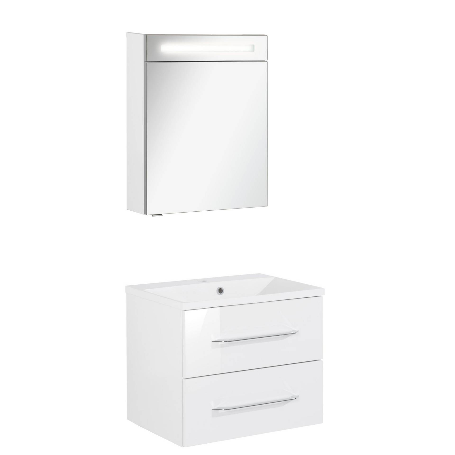 Fackelmann Badmöbelset 'b.clever' Spiegelschrank und Waschbecken mit Unterschrank weiß/weiß Fackelmann Badmöbelset 'b.clever' Spiegelschrank und Waschbecken mit Unterschrank weiß/weiß von Fackelmann