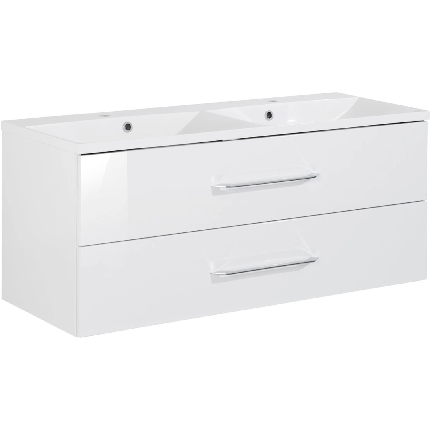 Fackelmann Doppel-Waschtisch B.clever 120 cm Weiß Hochglanz mit Softclose-System Fackelmann Doppel-Waschtisch B.clever 120 cm Weiß Hochglanz mit Softclose-System von Fackelmann