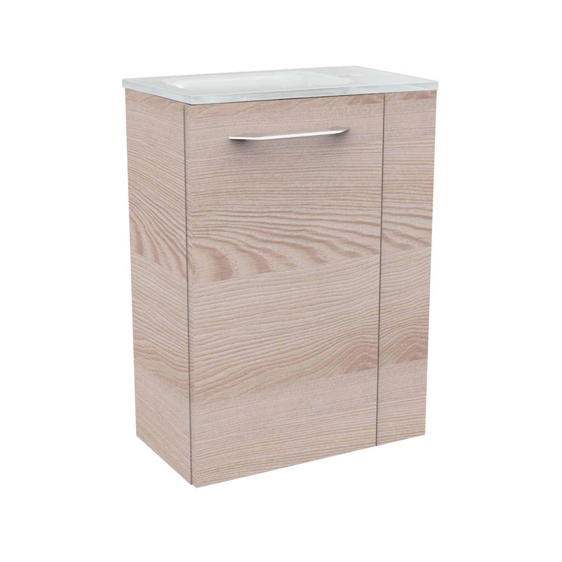 Fackelmann Glaswaschbecken mit Unterschrank 'SBC' Hahnloch rechts weiß/Eschefarben 45 x 61,5 x 25 cm Fackelmann Glaswaschbecken mit Unterschrank 'SBC' Hahnloch rechts weiß/Eschefarben 45 x 61,5 x 25 cm von Fackelmann
