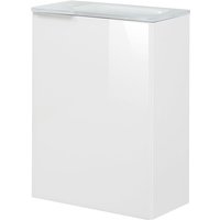 Fackelmann KARA SBC Gäste-WC Set 2 Teile – Waschtischunterschrank in Weiß mit Glasfront Weiß mit Waschbecken aus Glas in Weiß – von Fackelmann