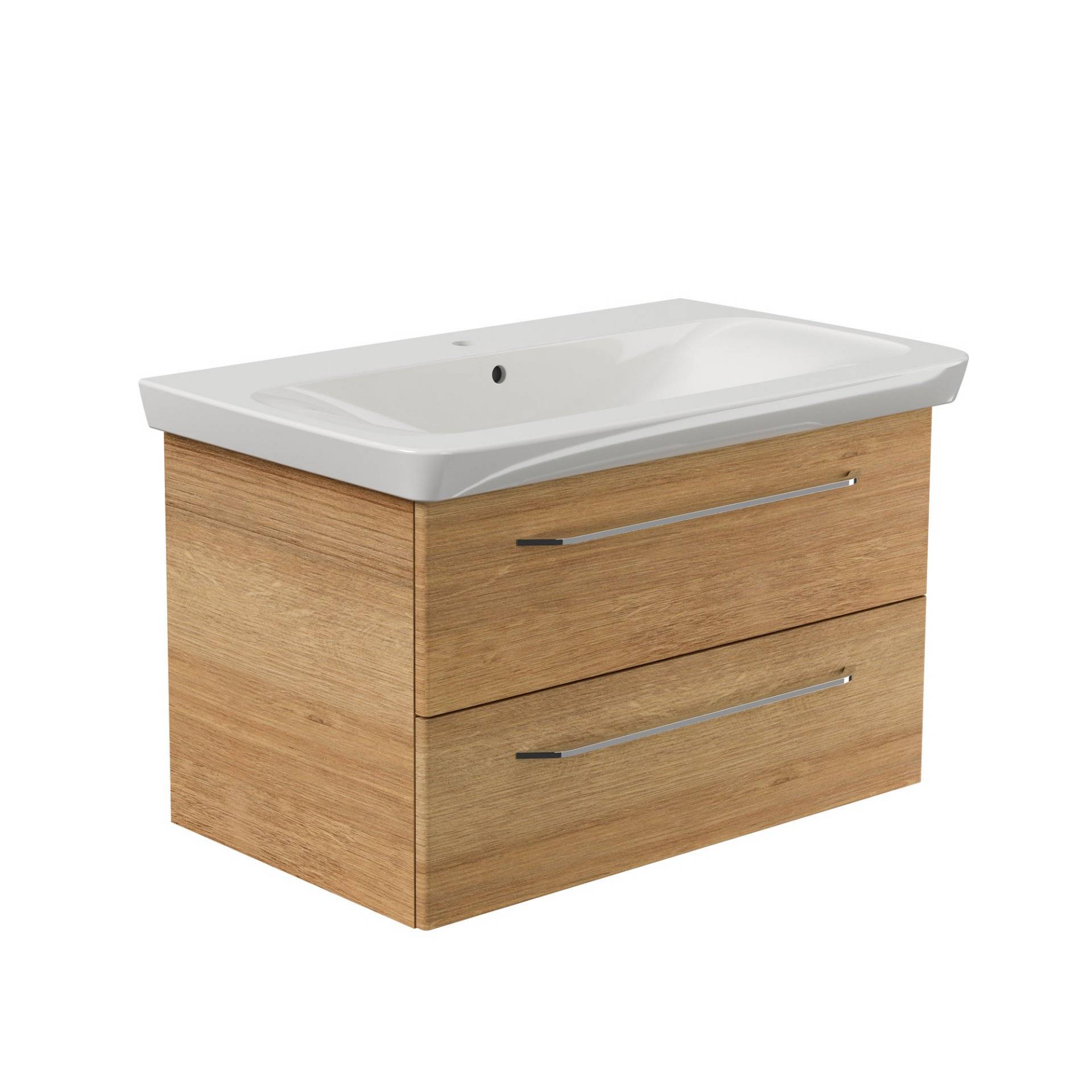 Fackelmann Keramikwaschbecken mit Unterschrank 'MILANO' weiß/eiche 88,3 x 55,2 x 54,3 cm Fackelmann Keramikwaschbecken mit Unterschrank 'MILANO' weiß/eiche 88,3 x 55,2 x 54,3 cm von Fackelmann