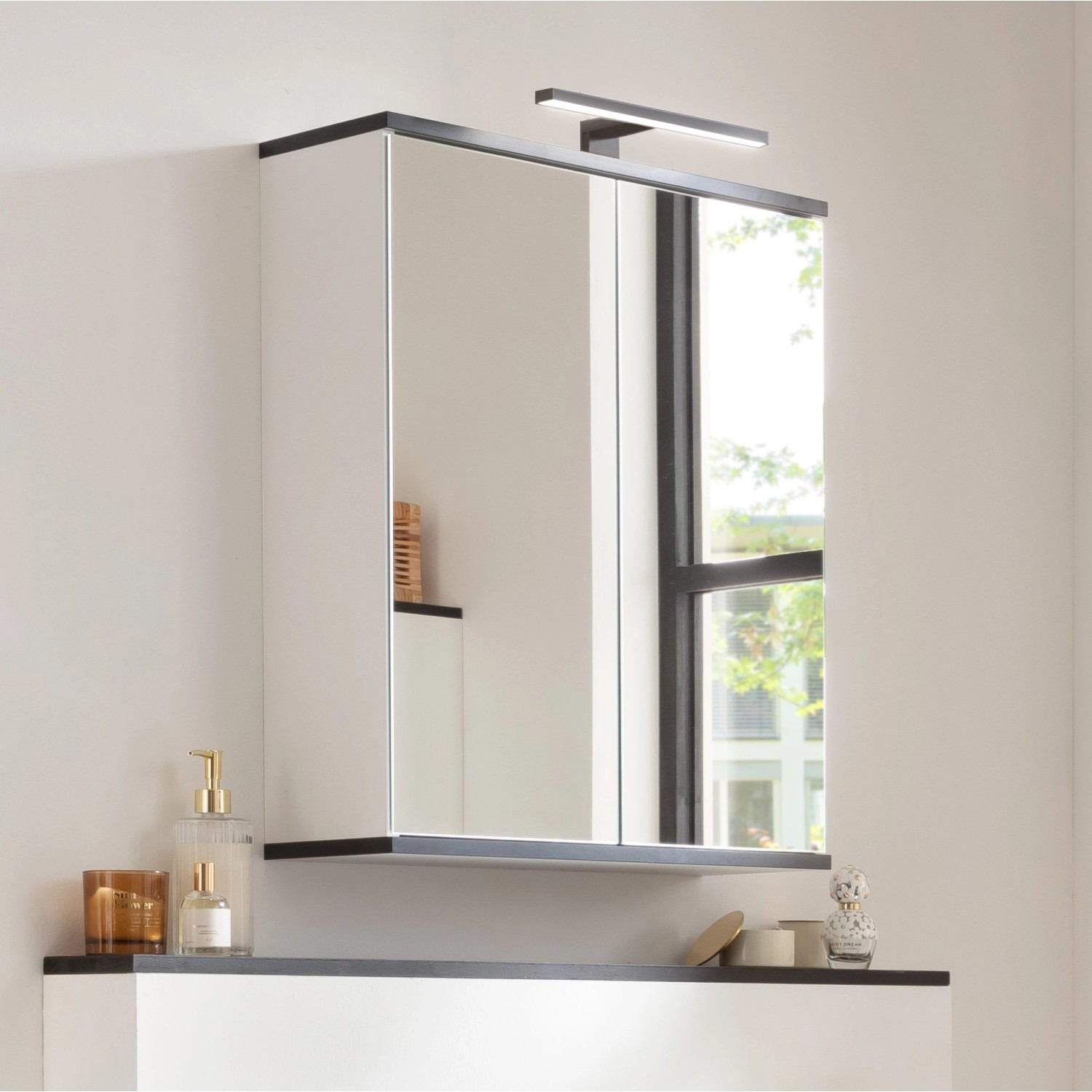 Fackelmann Spiegelschrank TE-A 60,2 cm x 71,3 cm x 20 cm Weiß Matt von Fackelmann