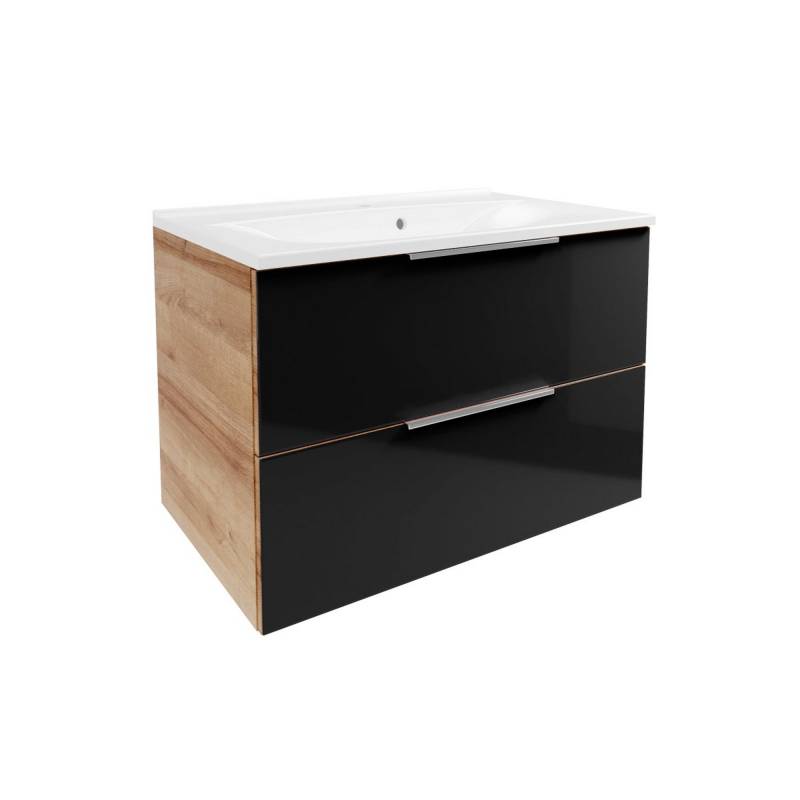 Fackelmann Waschbecken mit Unterschrank 'B.Brillant' braun, anthrazit lackiert 80 x 56 x 50 cm Fackelmann Waschbecken mit Unterschrank 'B.Brillant' braun, anthrazit lackiert 80 x 56 x 50 cm von Fackelmann