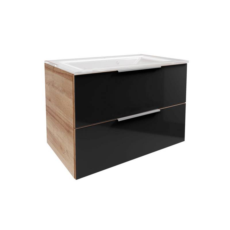 Fackelmann Waschbecken mit Unterschrank 'B.Brillant' braun, anthrazit lackiert 80 x 56 x 50 cm von Fackelmann