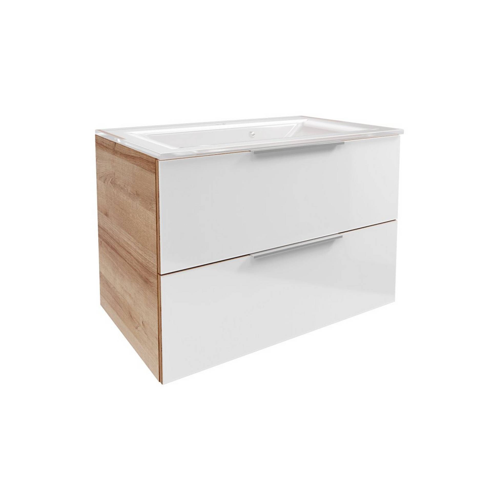 Fackelmann Waschbecken mit Unterschrank 'B.Brillant' braun, weiß glänzend 80 x 56 x 50 cm Fackelmann Waschbecken mit Unterschrank 'B.Brillant' braun, weiß glänzend 80 x 56 x 50 cm von Fackelmann