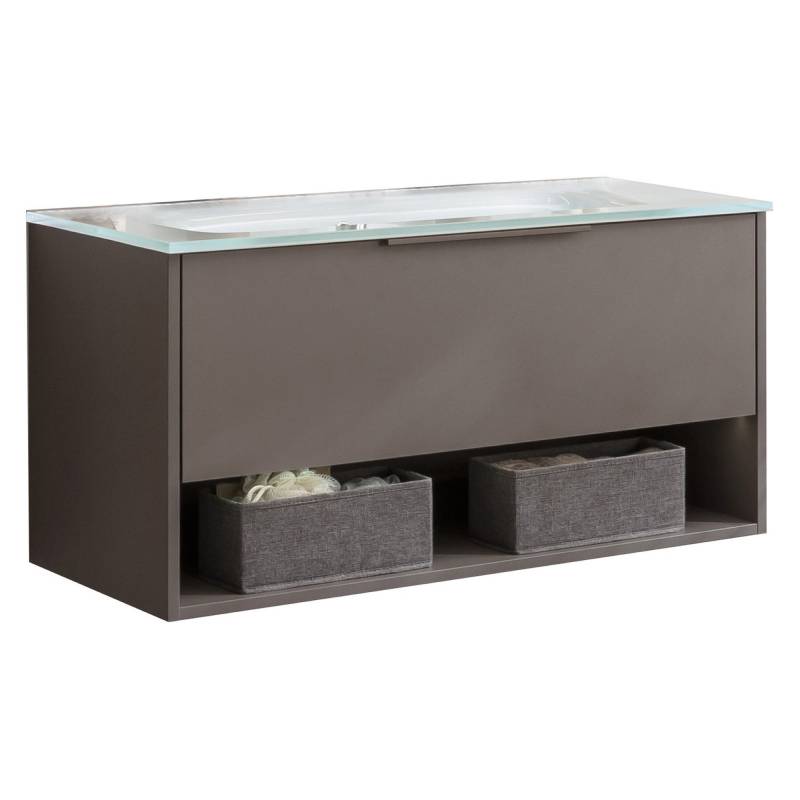 Fackelmann Waschbecken mit Unterschrank 'B.Paris' grau matt 90,5 x 49,8 x 46,5 cm von Fackelmann