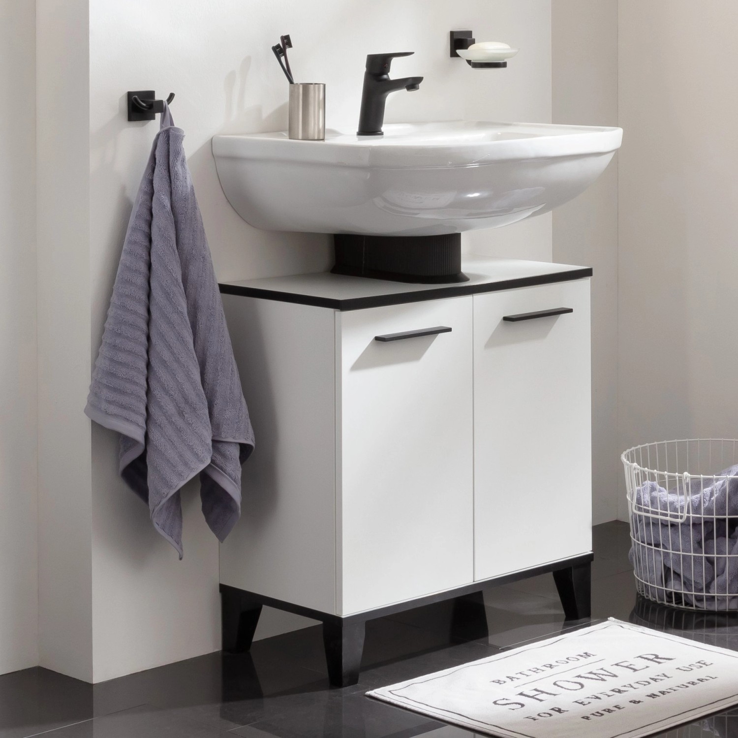 Fackelmann Waschbeckenunterschrank TE-A 60,2 cm x 63,2 cm x 32 cm Weiß Matt Fackelmann Waschbeckenunterschrank TE-A 60,2 cm x 63,2 cm x 32 cm Weiß Matt von Fackelmann