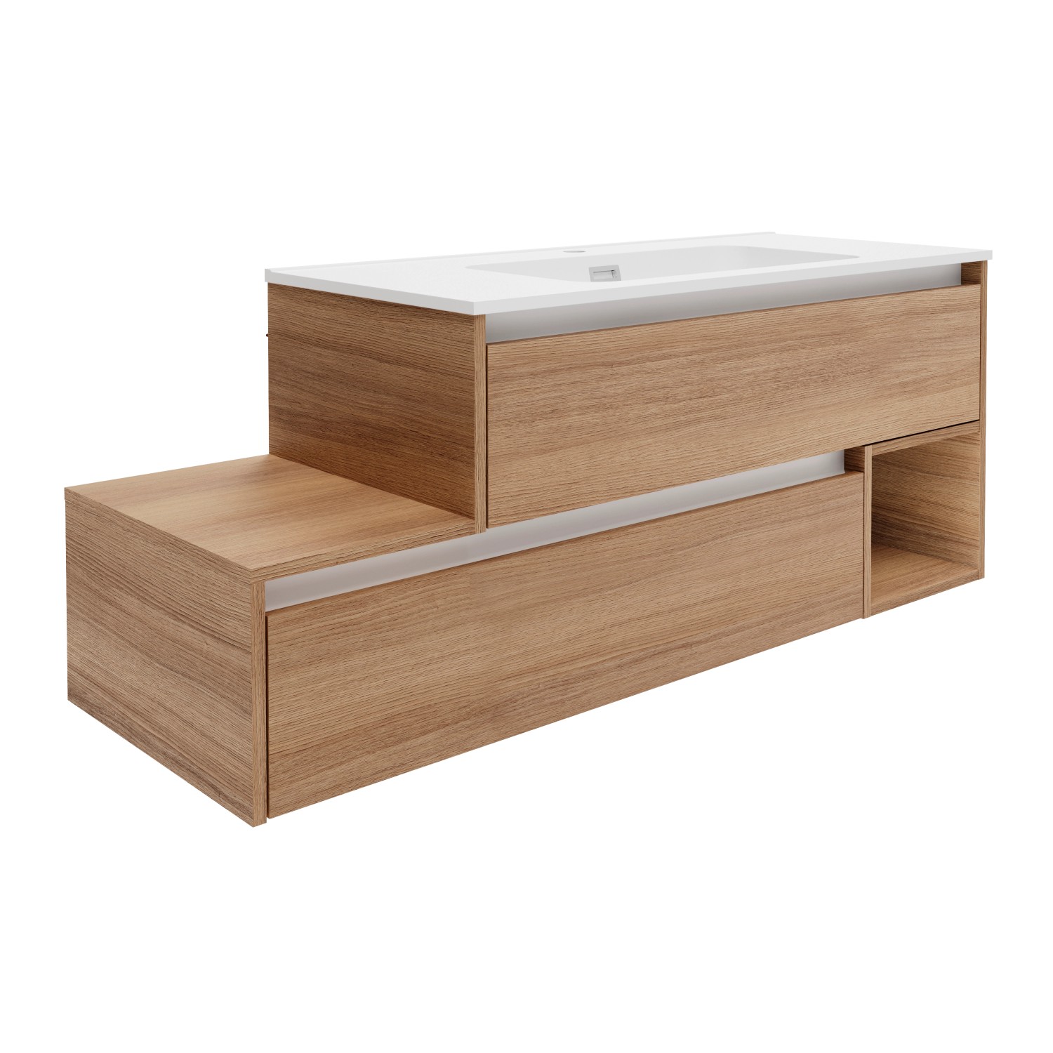 Fackelmann Waschbeckenunterschrank rechts Vita 128,5 cm x 50 cm x 46 cm Oak/Weiß von Fackelmann