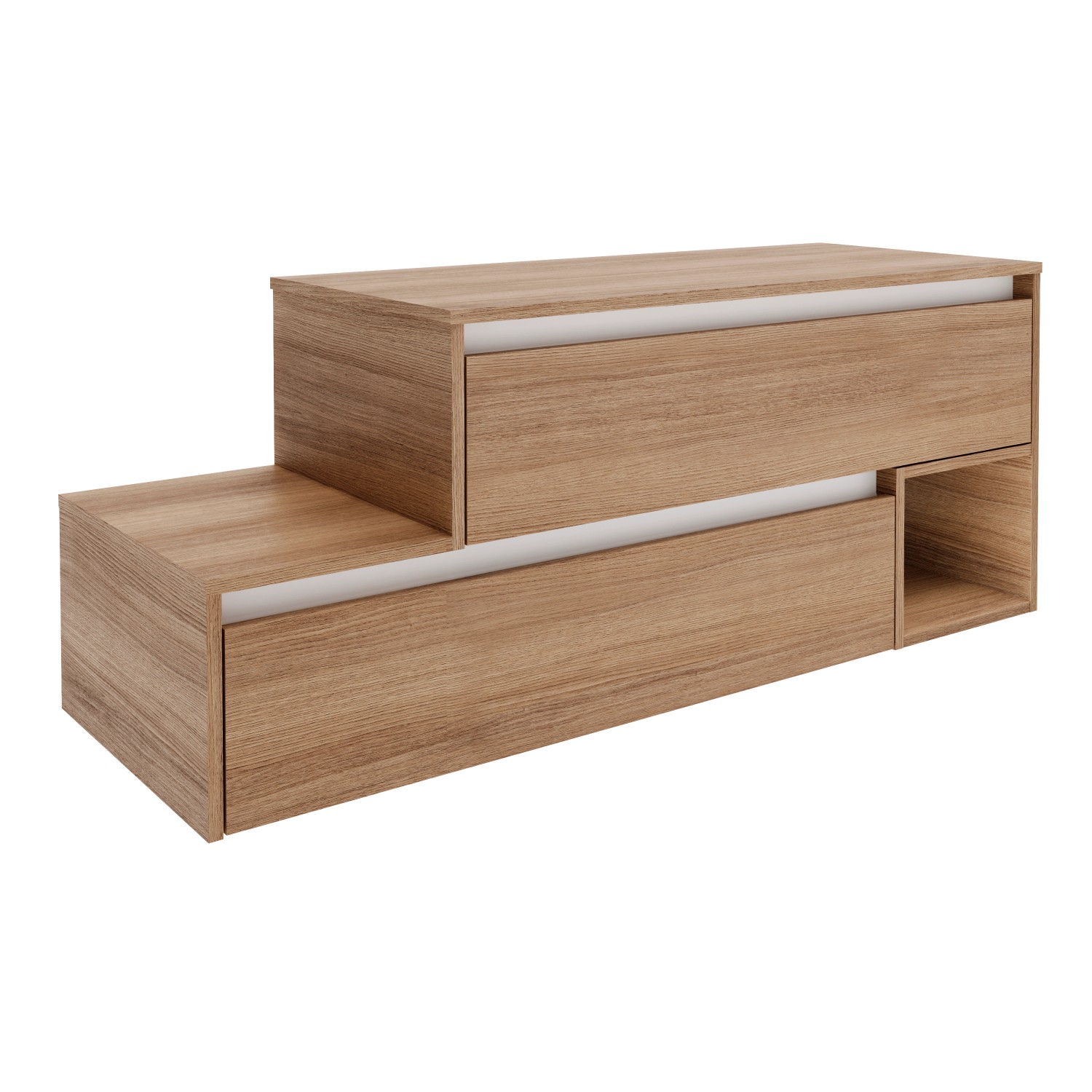 Fackelmann Waschbeckenunterschrank rechts Vita 128,7cm x51,6cm x46,5 cm Oak/Weiß von Fackelmann