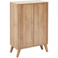 Finn Badmöbel Set 2 Teile / Doppel-Midischrank mit Push-to-Open fürs Bad / 4 Holzfüße / Badschrank mit 2 Türen / Korpus & Front: Braun hell / von Fackelmann