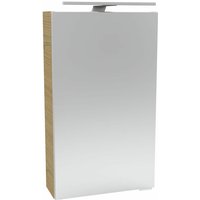 B.style Spiegelschrank mit LED-Beleuchtung – Alibertschrank für Bad und Gäste-WC (40 x 68 x 15,3 cm) – sbc Badschrank mit Spiegel in Holz Braun – Tür von Fackelmann