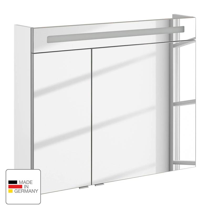 home24 Spiegelschrank Clever I 90 x 71 x 16cm Weiß/Hochglanz Weiß von home24