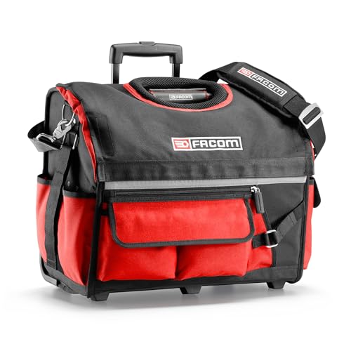 FACOM PROBAG Werkzeug-Trolley (kompakte Werkzeugtasche mit leichtgängigen Rollen, 33 Liter, mit Teleskopgriff, viele Taschen, aus widerstandsfähigem 1200 Denier, wasserfester Kunststoffboden) BS.R20PB von Facom