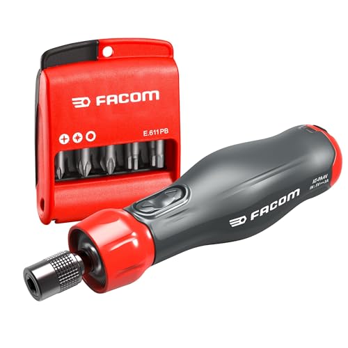 FACOM 12-tlg. Bit-Set & 4V E-PROTWIST Power Assist Schraubendreher ATPA4V.J12APB (1/4“, 300 U/min, Drehmoment: 0,9 Nm, Schnellladung, Vorwärts- & Rückwärtstasten, IP54) von Facom