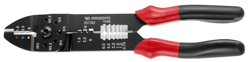 FACOM Standard Crimpzange 449B (Anpresszange für isolierte & nicht isolierte Kabelbindungen mit 1,5-2,5-6 mm², Abisolierbereich von 0,75 bis 6 mm², mit integrierter Drahtschneidefunktion, 320g) von Facom