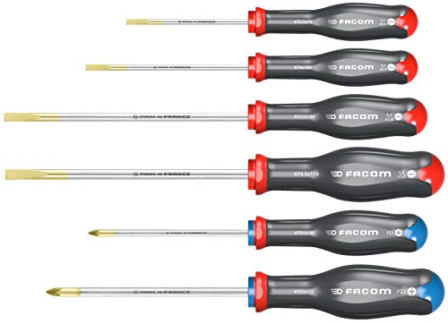 FACOM ATD.J6 Set mit 6 Protwist® Schraubendrehern für Pozi-Schrauben, runde Klingen von Facom