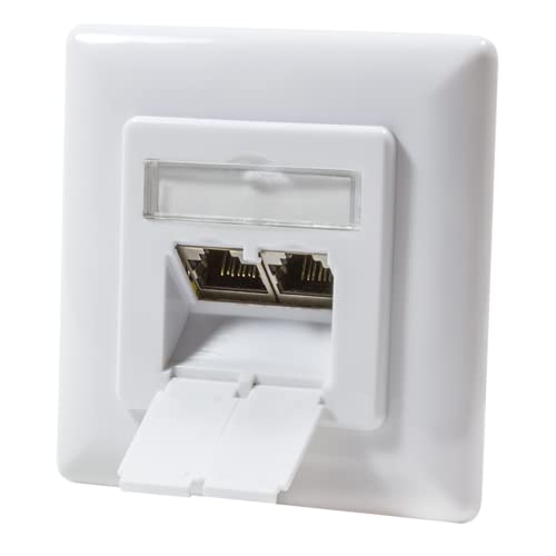 Faconet RJ45 doppel Netzwerkdose Cat. 6A unterputz mit 2X RJ45 Buchse LAN-Steckdose mit LSA Klemmleiste für 2 festverlegte LAN Netzwerk Kabel (2 Stück) von Faconet