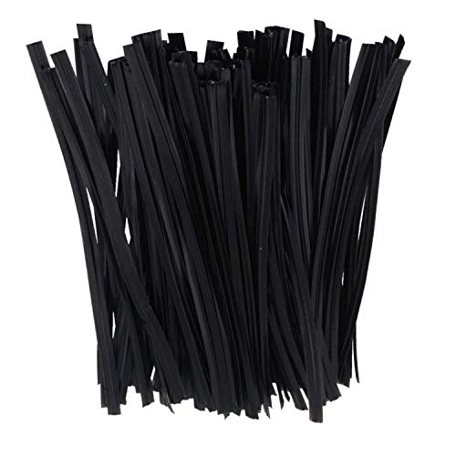 Faconet® 100 Stück Twist Ties Twistband Abschnitte in verschiedenen Längen und Farben verfügbar Kabelbinder Tütenverschluss Beutelverschluss, Bindedraht Kunststoff mit Drahteinlage (100 MM, Schwarz) von Faconet
