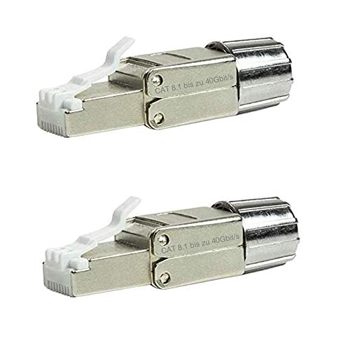 Faconet 2x CAT 8.1 RJ45 Netzwerkstecker Crimpstecker bis 40 GBit/s kompatibel CAT 7 CAT 7A CAT 6A werkzeuglos Stecker für Verlegekabel Netzwerkkabel von Faconet