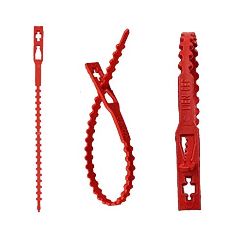 Faconet® wiedeverwendbare Kabelbinder Schnellverschlüsse einfach wieder zu lösen öffnen. Flache Ausführung. (50 Stück a 171 mm länge, rot) von Faconet