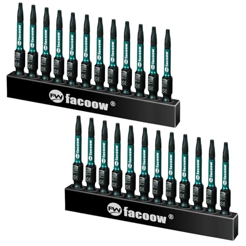 Facoow T10 Torx Bit Set Mit Magnetspitzen - 24-Teilig, 5,1 cm Lang, S2 Legierter Stahl - Impact Torque Star Bits Facoow T10 Torx Bit Set Mit Magnetspitzen - 24-Teilig, 5,1 cm Lang, S2 Legierter Stahl - Impact Torque Star Bits von Facoow