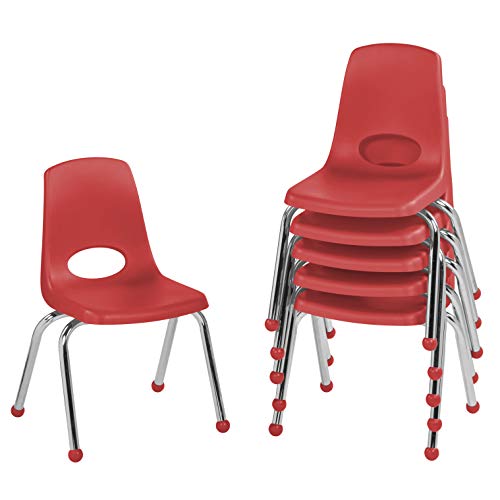 Factory Direct Partners FDP-10363 Stapelstuhl, stapelbarer Schülersitz mit verchromten Stahlbeinen und Kugelgleitern, für Lernen zu Hause oder Klassenzimmer, Rot, 6 Stück Factory Direct Partners FDP-10363 Stapelstuhl, stapelbarer Schülersitz mit verchromten Stahlbeinen und Kugelgleitern, für Lernen zu Hause oder Klassenzimmer, Rot, 6 Stück von Factory Direct Partners