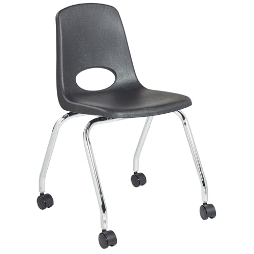 Factory Direct Partners FDP 11552-BK mobiler Schulstuhl mit Lenkrollen für Kinder, Jugendliche und Erwachsene; ergonomischer Rollsitz für Klassenzimmer, Schule oder Büro, Schwarz, 11552-BK von Factory Direct Partners