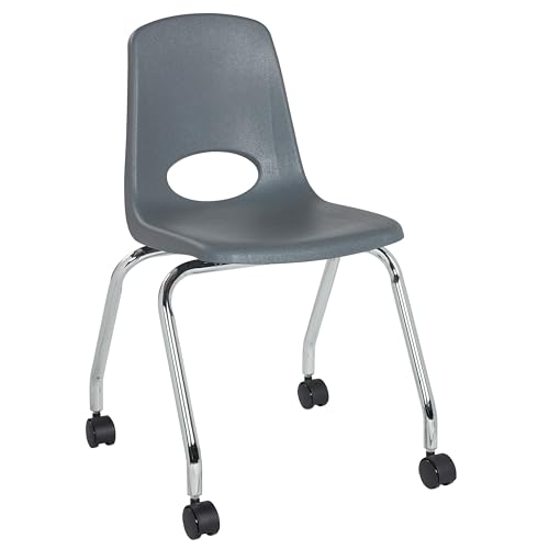 Factory Direct Partners FDP 11552-GY mobiler Schulstuhl mit Lenkrollen für Kinder, Jugendliche und Erwachsene; ergonomischer Rollsitz für Klassenzimmer, Schule oder Büro, Grau, 11552-GY von Factory Direct Partners