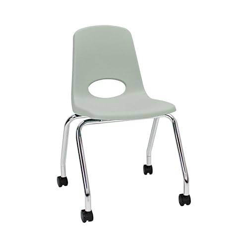 Factory Direct Partners FDP 11552-LG Mobiler Schulstuhl mit Lenkrollen, für Kinder, Jugendliche und Erwachsene; ergonomischer Rollstuhl für Klassenzimmer, Schule oder Büro, Hellgrau von Factory Direct Partners