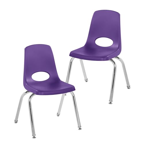 Factory Direct Partners FDP 13048-PU Stapelstuhl, stapelbarer Studentensitz mit verchromten Stahlbeinen und drehbaren Gleitern, für Klassenzimmer, Heimschule oder Lernraum, Violett (2er-Pack) von Factory Direct Partners