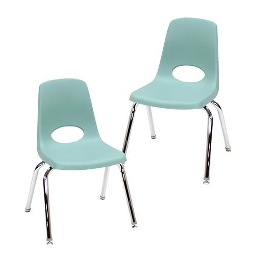 Factory Direct Partners FDP 13048-SF Stapelstuhl, stapelbarer Schülersitz mit verchromten Stahlbeinen und drehbaren Gleitern, für Klassenzimmer, Heimschule oder Lernraum, Meeresschaum (2er-Pack) von Factory Direct Partners