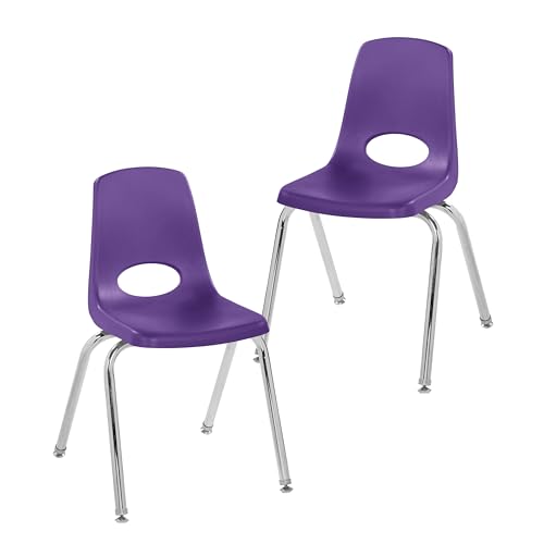 Factory Direct Partners FDP 13049-PU Stapelstuhl, stapelbarer Schülersitz mit verchromten Stahlbeinen und drehbaren Gleitern, für Klassenzimmer, Heimschule oder Büro, Lila, 2 Stück von Factory Direct Partners