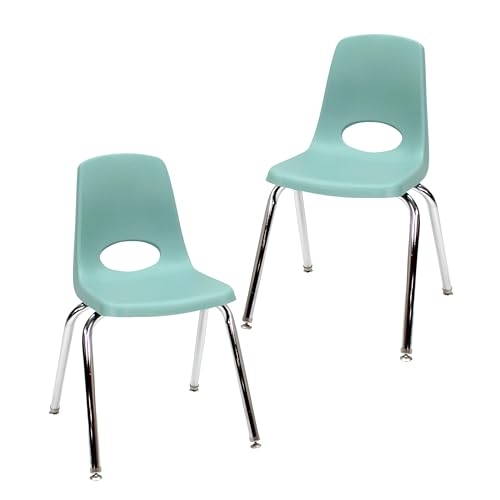 Factory Direct Partners FDP 13049-SF Stapelstuhl, stapelbarer Studentensitz mit verchromten Stahlbeinen und drehbaren Gleitern, für Klassenzimmer, Heimschule oder Büro, Seafoam (2er-Pack) von Factory Direct Partners