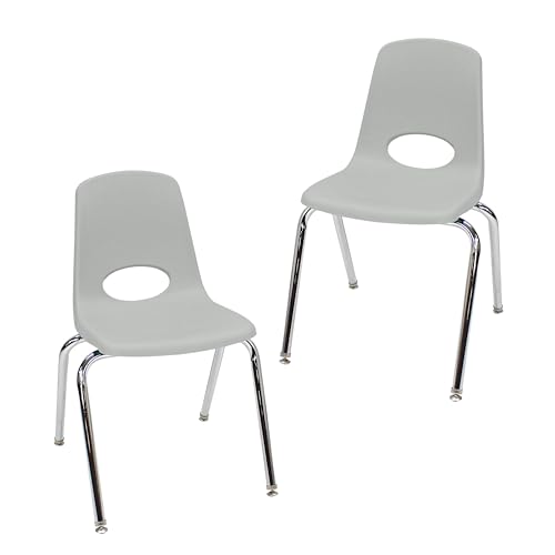 Factory Direct Partners FDP 13050-LG Schulstuhl, stapelbarer Studentensitz mit verchromten Stahlbeinen und drehbaren Gleitern, für Klassenzimmer, Heimschule oder Büro, Hellgrau (2er-Pack) von Factory Direct Partners