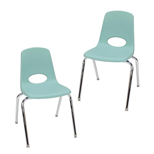 Factory Direct Partners FDP 13050-SF Stapelstuhl, stapelbarer Schülersitz mit verchromten Stahlbeinen und drehbaren Gleitern, für Klassenzimmer, Heimschule oder Büro, Seafoam (2er-Pack), 2 Stück von Factory Direct Partners