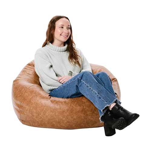 Factory Direct Partners Rustikaler Western-Sitzsack-Stuhl, 88,9 cm, Used-Look, niedrig zum Lesen, Spielen von Videospielen und Entspannen; Flex-Sitzfläche für Zuhause und Schule, Pekannuss, 10478-321 von Factory Direct Partners