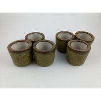 Vintage Eierbecher - Frühstück Grün Und Braun 6Er Set Retro Modern von Factory23