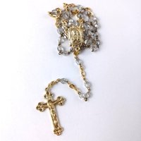 Vintage Rosenkranz - Goldfarben Klare Perlen Klein Jesus Am Kreuz Glaube von Factory23