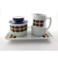 Zuckerdose Und Milchkännchen - Retro Design Gelb Blau Deutschland Bayern Vintage Geschirr von Factory23