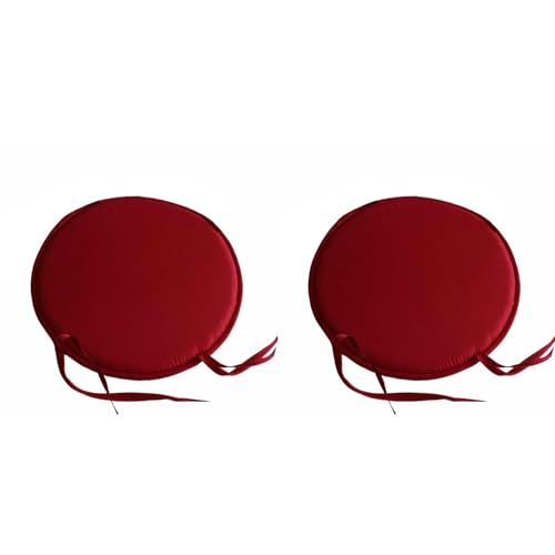 2er Set Sitzkissen Stuhl/Bank rund - ⌀ 30cm gemütliche Stuhlkissen mit Bindebänder für Stuhl, Bank, Hocker etc (Rot) von Factorys