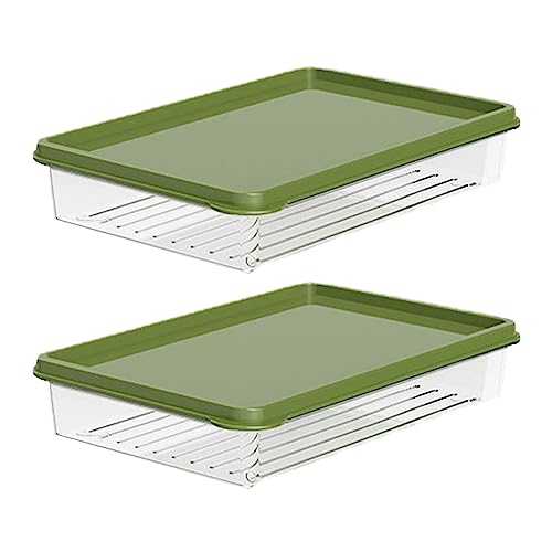 Factorys Kühlschrank-Aufbewahrungsbox, Küche, kann überlagert Werden, Knödel-Box, Obst und Gemüse, Lebensmittel-Crisper, versiegelte Bento-Box, 2 Stück Brotzeitbox Kindergarten Set (Clear, One Size) von Factorys