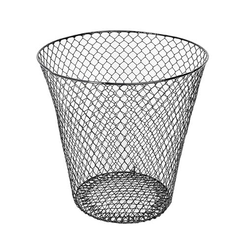 Factorys Papierkorb Büro aus Drahtgeflecht, Draht Mesh Papiereimer Mülleimer Metall Büroeimer Mesh Runder Geflochten Mülleimer Papierkorb, Schwarz/Weiß (Schawrz) von Factorys