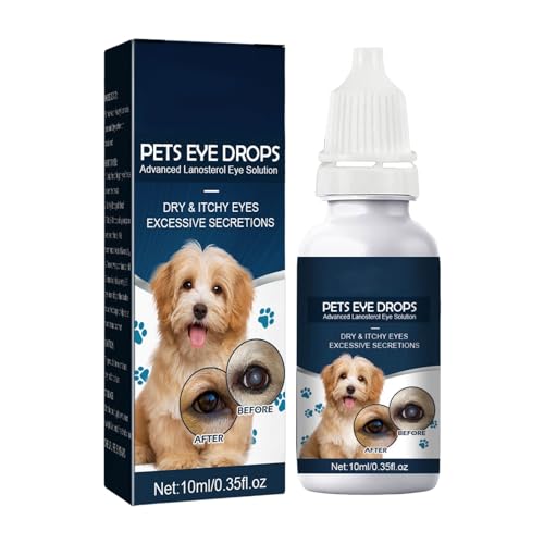 Factorys Pet Hunde-Augentropfen für trockene Augen, 15% fortschrittliche Lanosterol-Augenlösung, zur Linderung von juckenden Augen, 10 ml Lustiges Hundezubehör (1PC, One Size) von Factorys