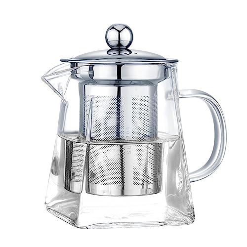 Home Glas-Teekanne mit Teesieb/herausnehmbarem Stahlsieb, Teebereiter, 750 ml, Wasserkocher für Tee von Factorys