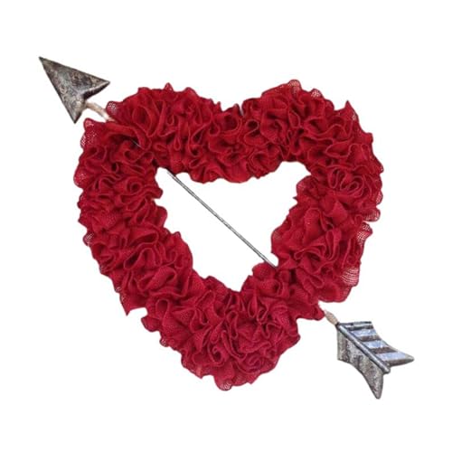 Valentinstag-Türkranz Frühling Outdoor Rose Forsythie Blumenkranz Deko Herzform Bogenschießen Valentinstag Kranz Deko Türkranz Ganzjährig Personalisiert Willkommenskranz Haustür Deko Girlande (Rot) von Factorys